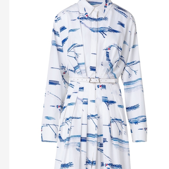 Akris Blue and White Long Sleeve Dress - Picture 1 of 6